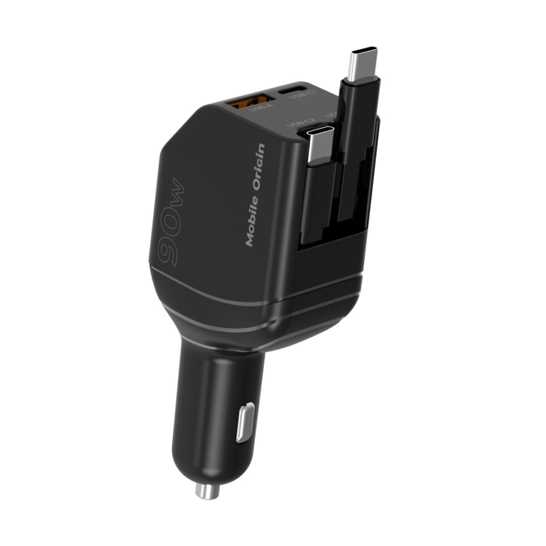 Mobile Origin 90W Car Charger CA22 USB-C + USB-A, 2x USB-C Cable Black