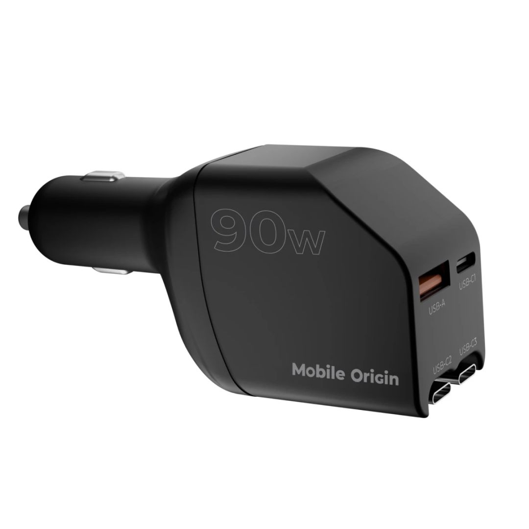 Mobile Origin 90W Car Charger CA22 USB-C + USB-A, 2x USB-C Cable Black