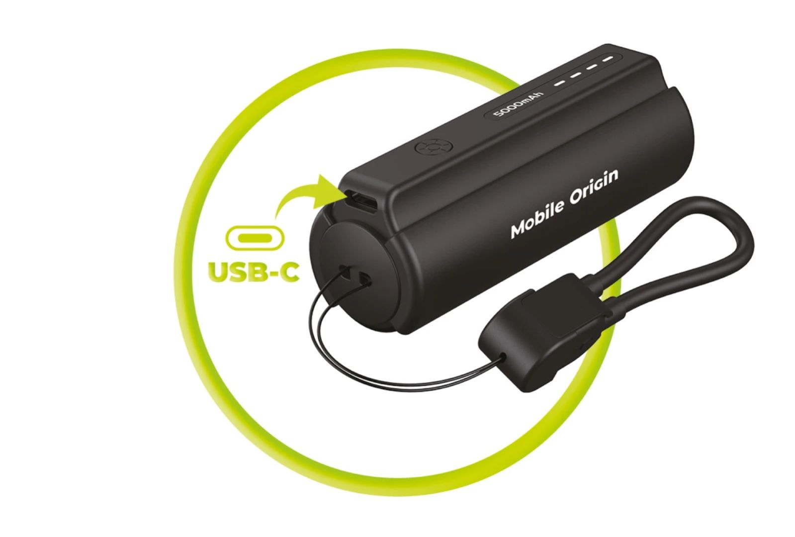 Mobile Origin Compact Flashlight 5000mAh PowerBank Black