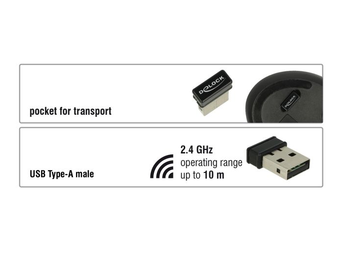 DeLock Ergonomic Wireless Vertical Silent Mouse Black