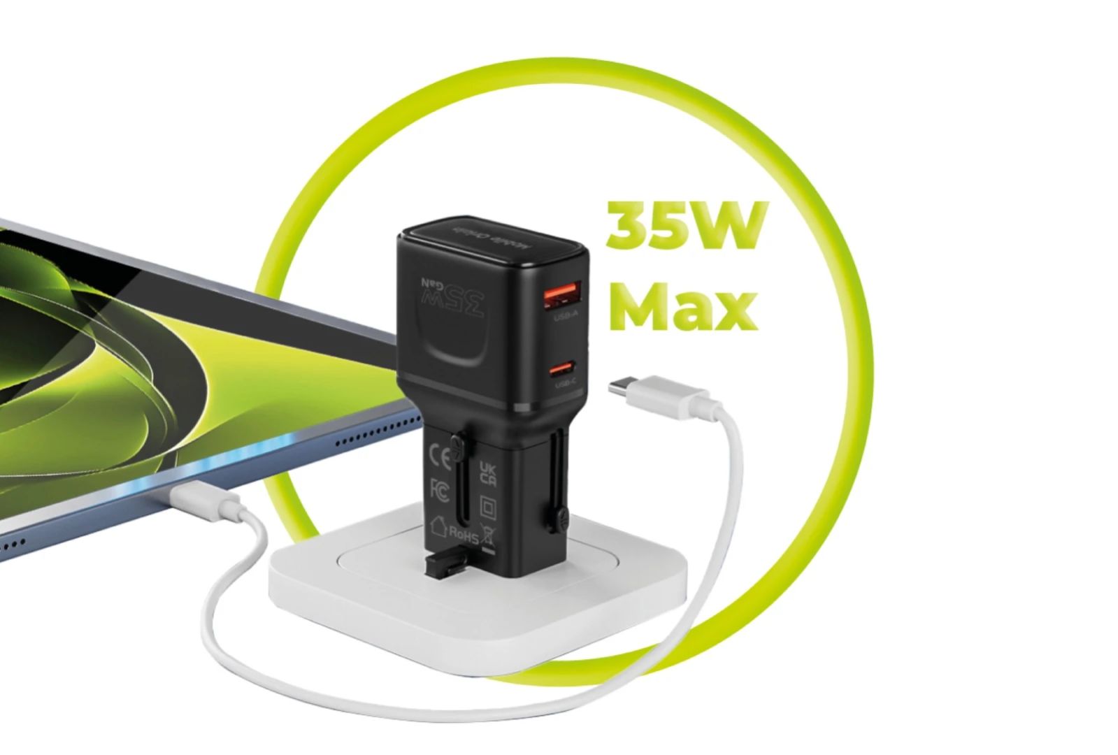 Mobile Origin 35W Travel Adapter EU/US/UK/AU PW25 Black