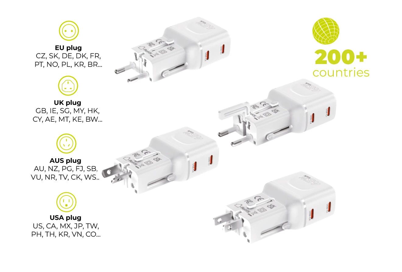 Mobile Origin 45W Travel Adapter EU/US/UK/AU PW26 White