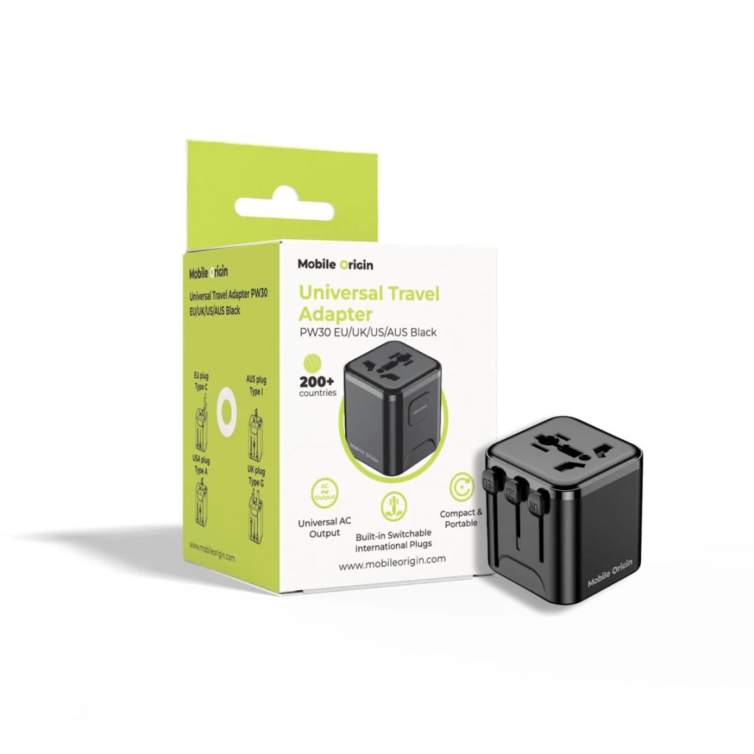 Mobile Origin Universal Travel Adapter PW30 EU/UK/US/AUS Black