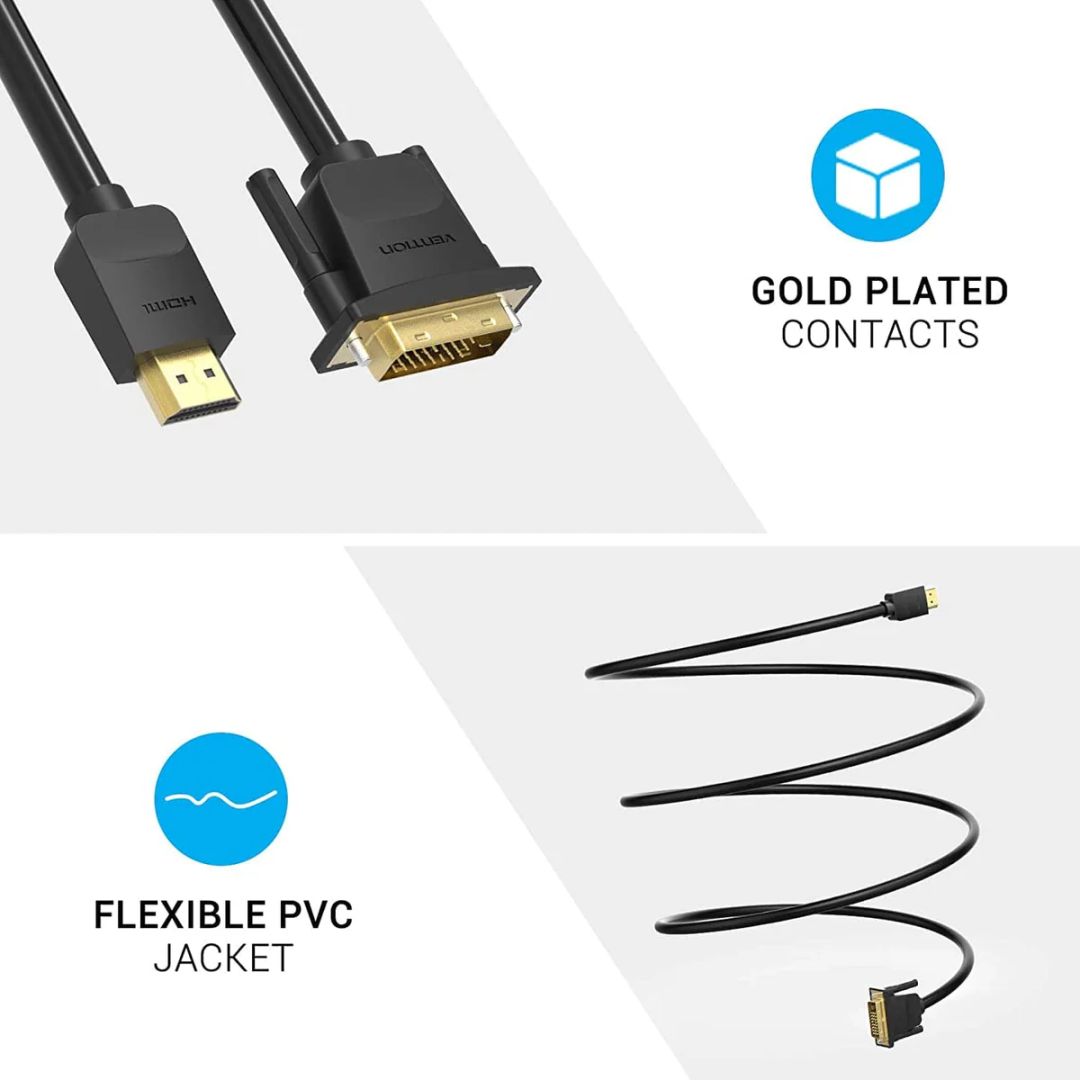 Vention HDMI to DVI video cable 1,5m Black