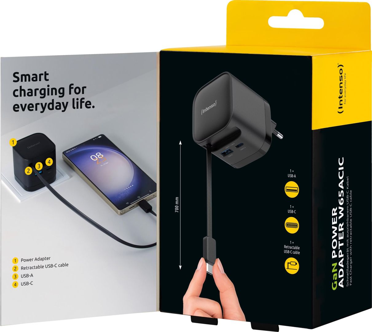 Intenso Compact Fast Charger 65W USB-C/USB-A Black