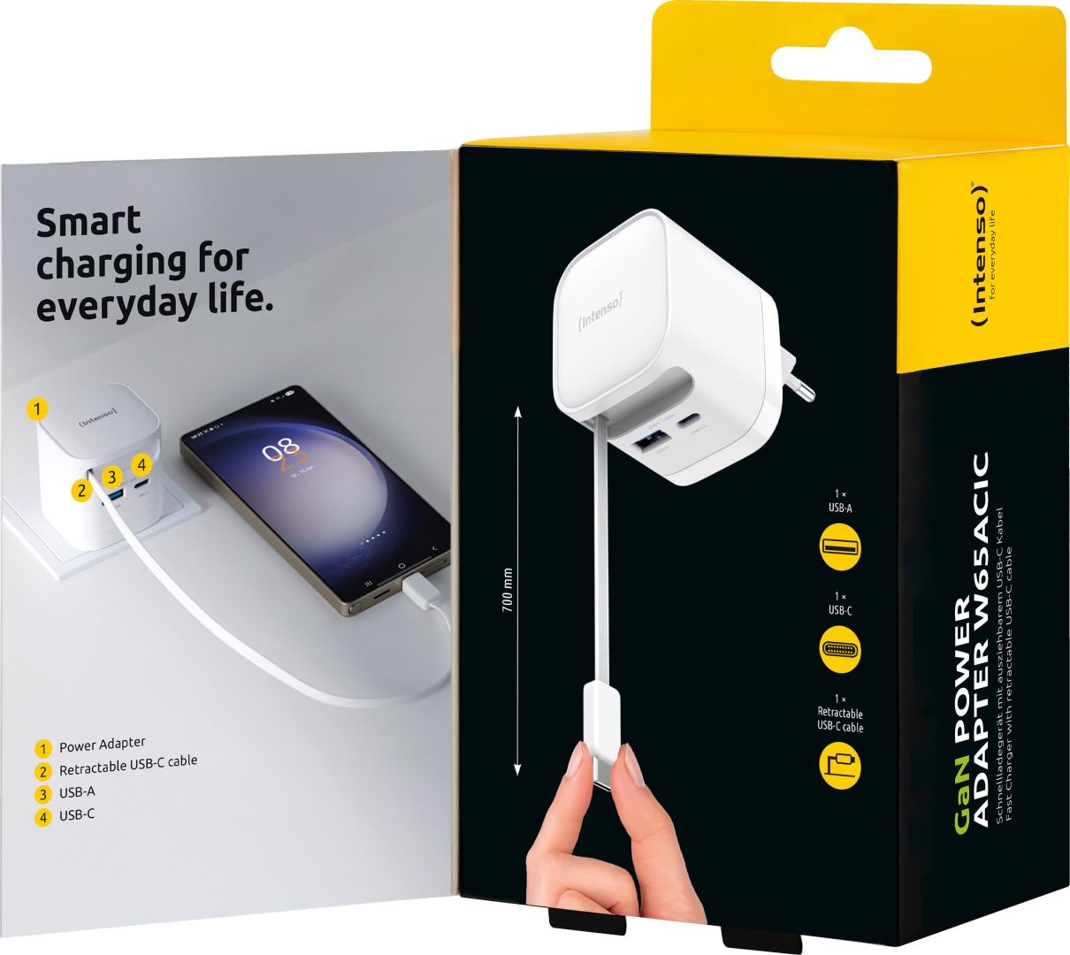 Intenso Compact Fast Charger 65W USB-C/USB-A White