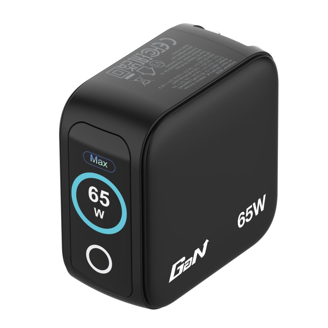 Verbatim Mini GaN Charger 3 Port 65W with Display (EU/UK/US) Black