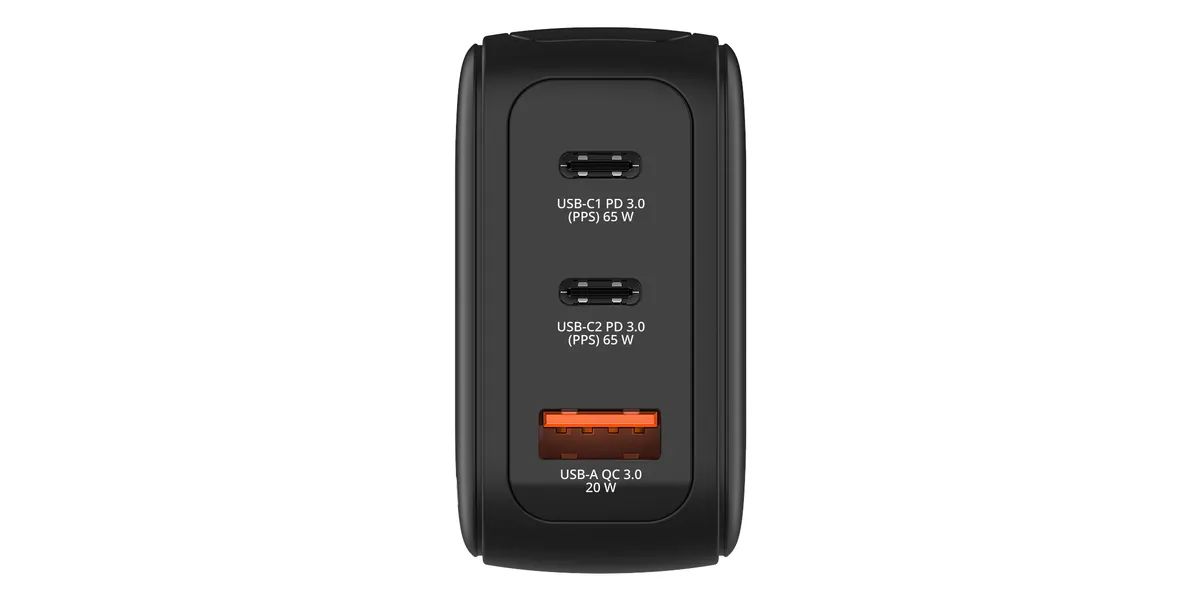 Verbatim Mini GaN Charger 3 Port 65W with Display (EU/UK/US) Black