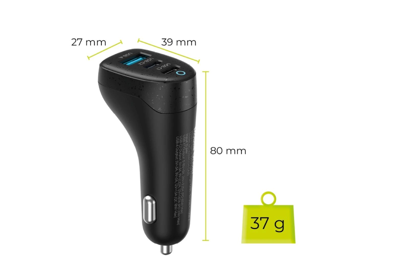 Mobile Origin 100W Car Charger CA25 - 2x USB-C + USB-A