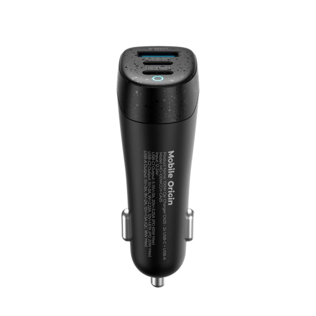 Mobile Origin 100W Car Charger CA25 - 2x USB-C + USB-A