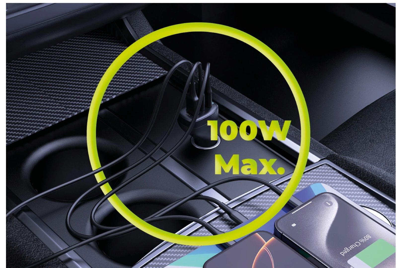 Mobile Origin 100W Car Charger CA25 - 2x USB-C + USB-A