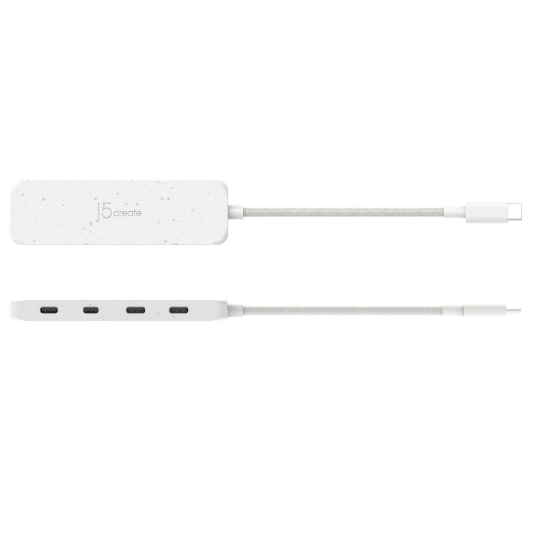 j5create Eco-Friendly USB-C to 4-Port Type-C Gen 2 Hub Nature White