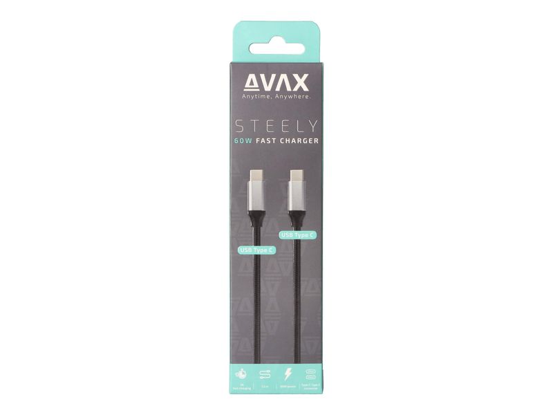 Avax USB-C to USB-C cable 1,5m Black/Grey