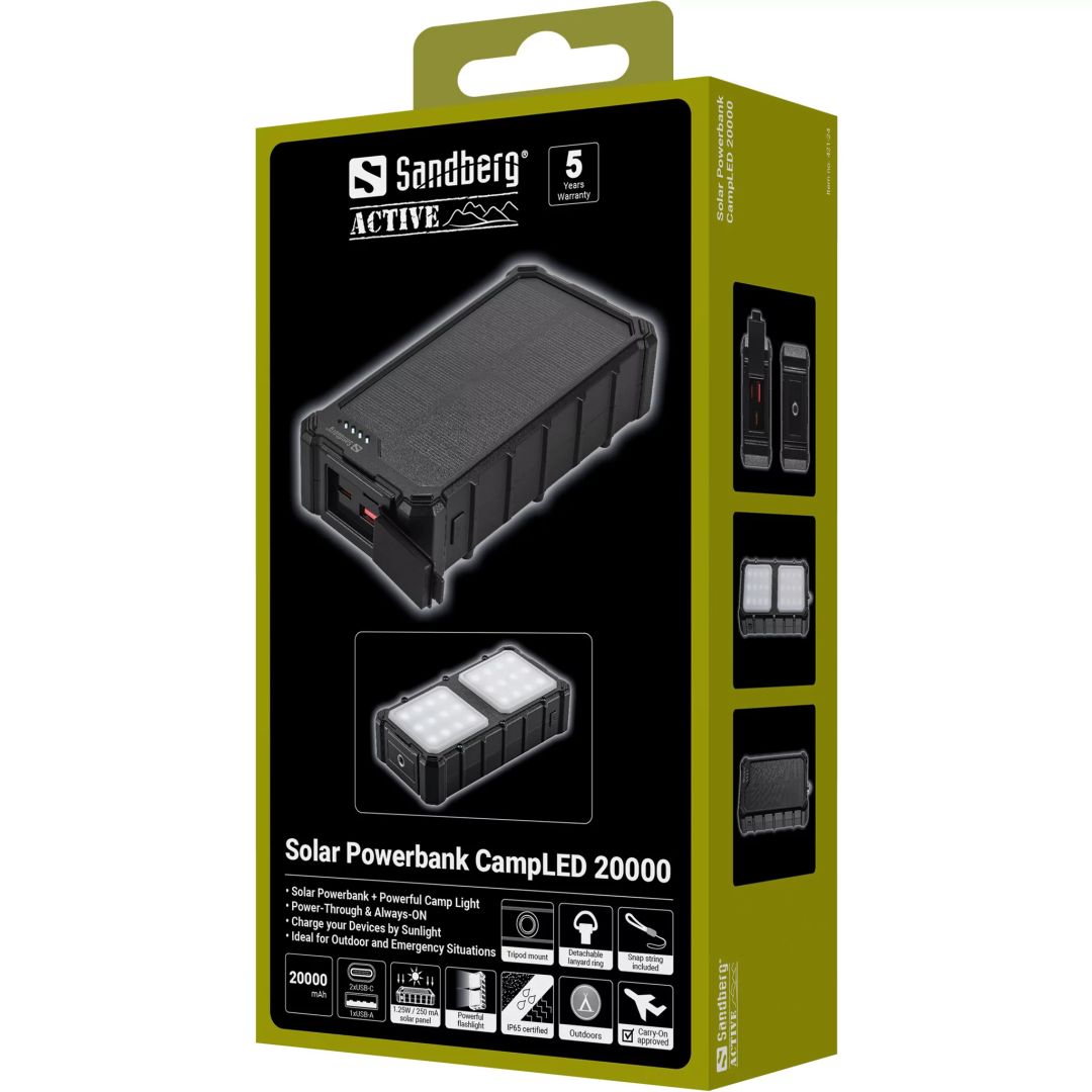 Sandberg Solar CampLED 20000mAh Powerbank Black
