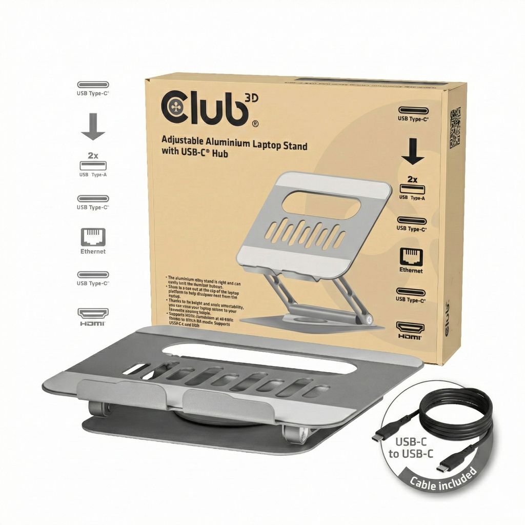 Club3D CSV-2554 Adjustable Aluminium Laptop Stand