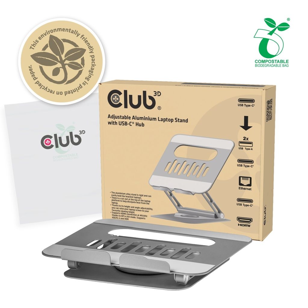 Club3D CSV-2554 Adjustable Aluminium Laptop Stand