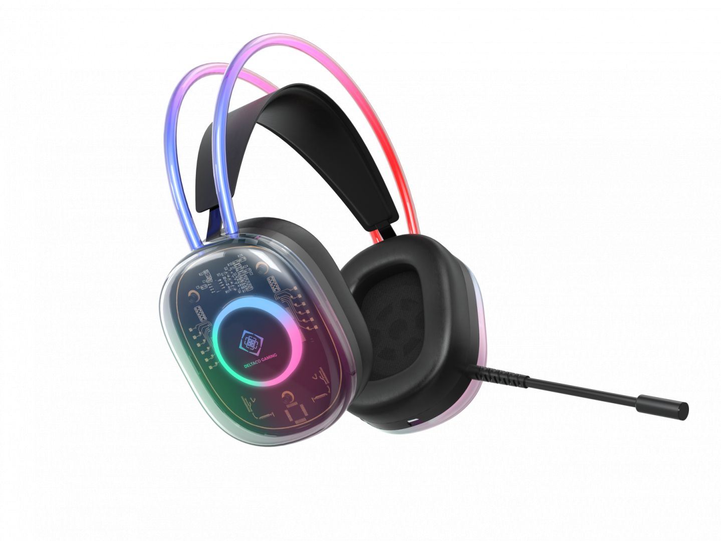 Deltaco DH230 Gaming headset Semi-Transparent