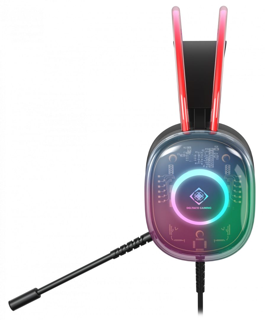 Deltaco DH230 Gaming headset Semi-Transparent