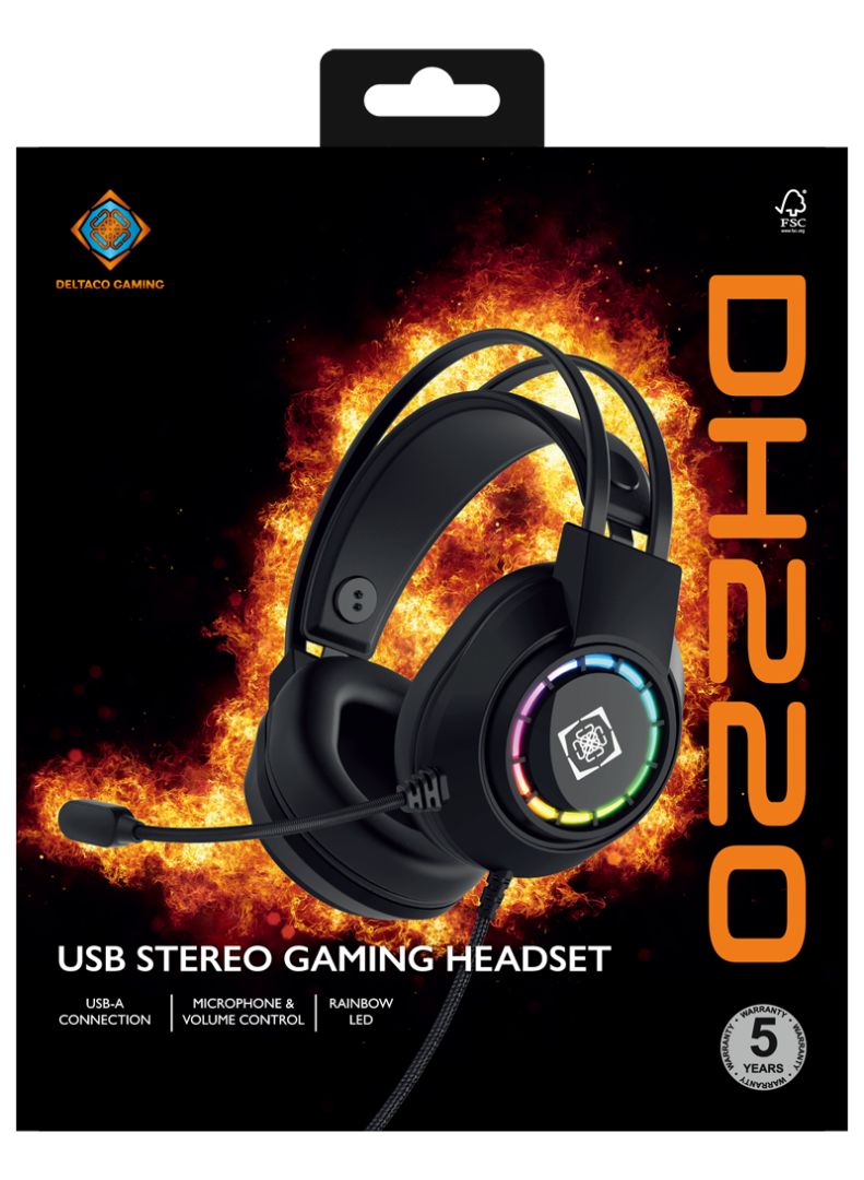 Deltaco DH220 Stereo Gaming Headset Black