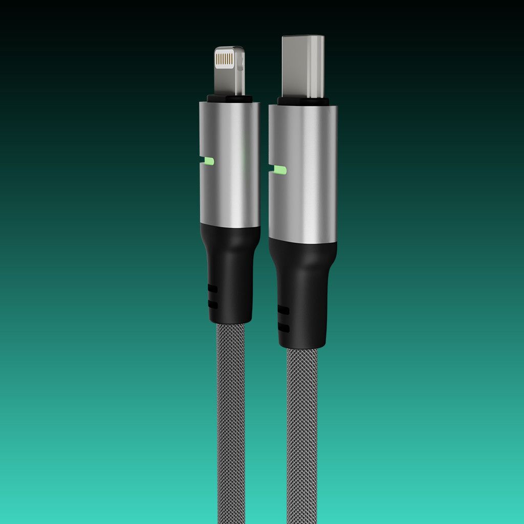 Avax CB637 Steely LED 27W USB-C to Lightning charger cable 3m Black