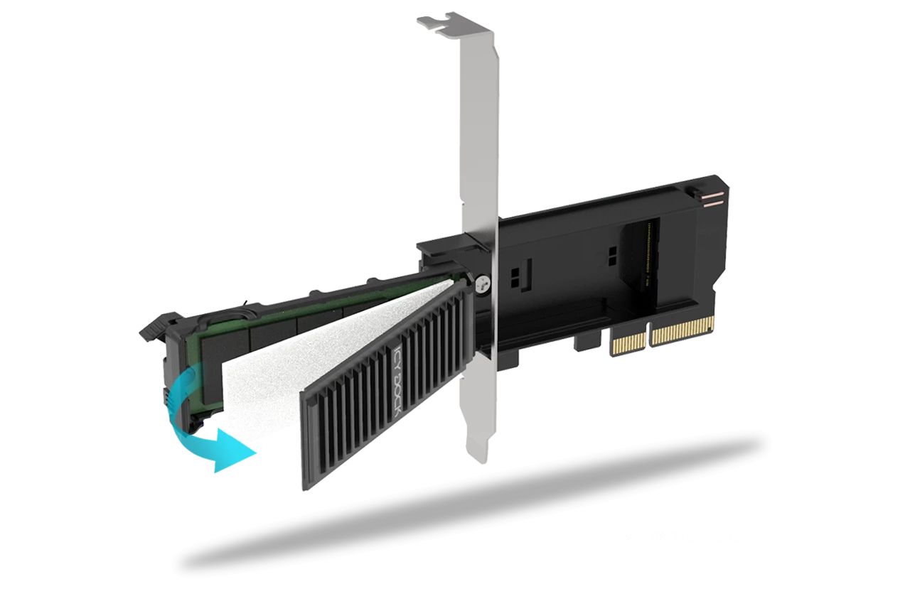 IcyDock ExpressSlot Core MB305M4P-B Removable M.2 NVMe SSD to PCIe 4.0 x4 Mobile Rack Adapter Card for PCIe Expansion Slot