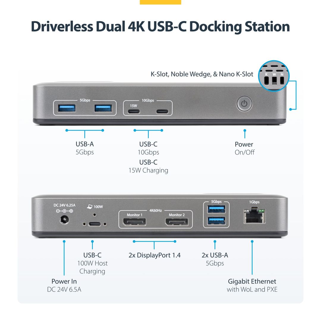 Startech Dual-Monitor USB-C Docking Station Space Gray