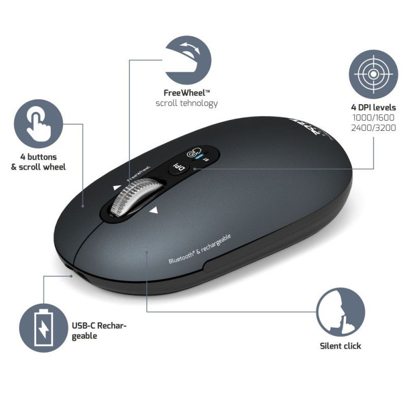 Port Designs Pure MAC Wireless Bluetooth Mouse Grey