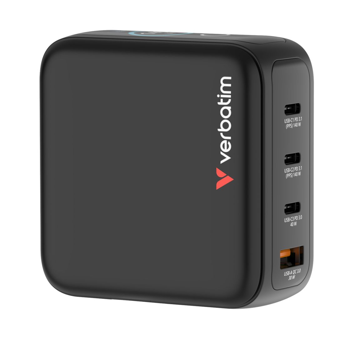Verbatim Mini GaN Charger with Display 140W 4-Port Black