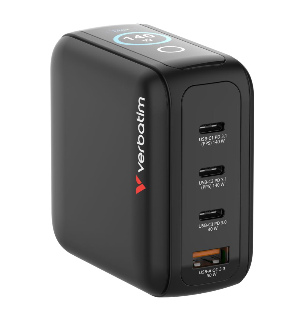 Verbatim Mini GaN Charger with Display 140W 4-Port Black