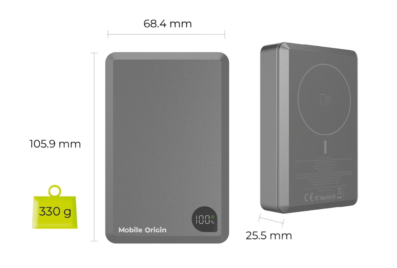 Mobile Origin 20000mAh PowerBank Grey