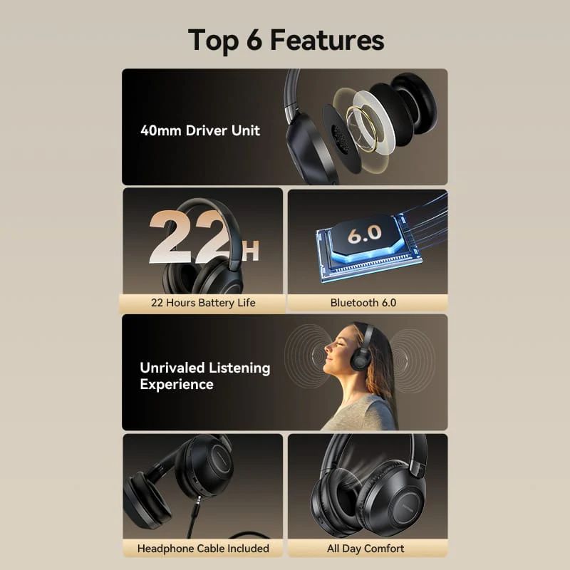 Vention SoundMate Wireless On-Ear Bluetooth Headset Black