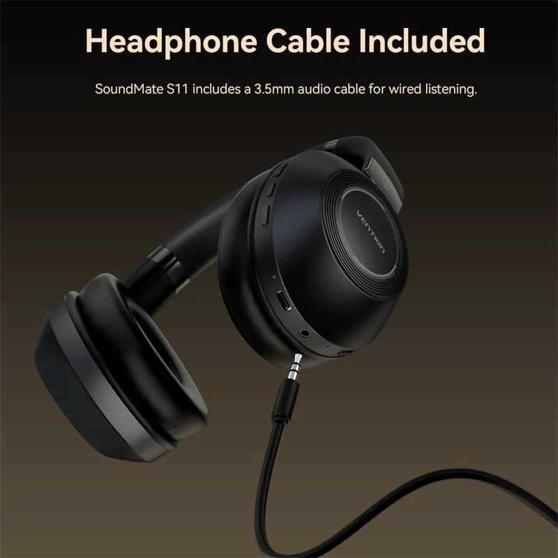 Vention SoundMate Wireless On-Ear Bluetooth Headset Black