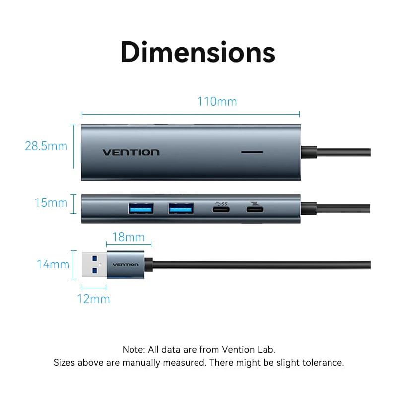 Vention 5-portos USB3.0 HUB Grey