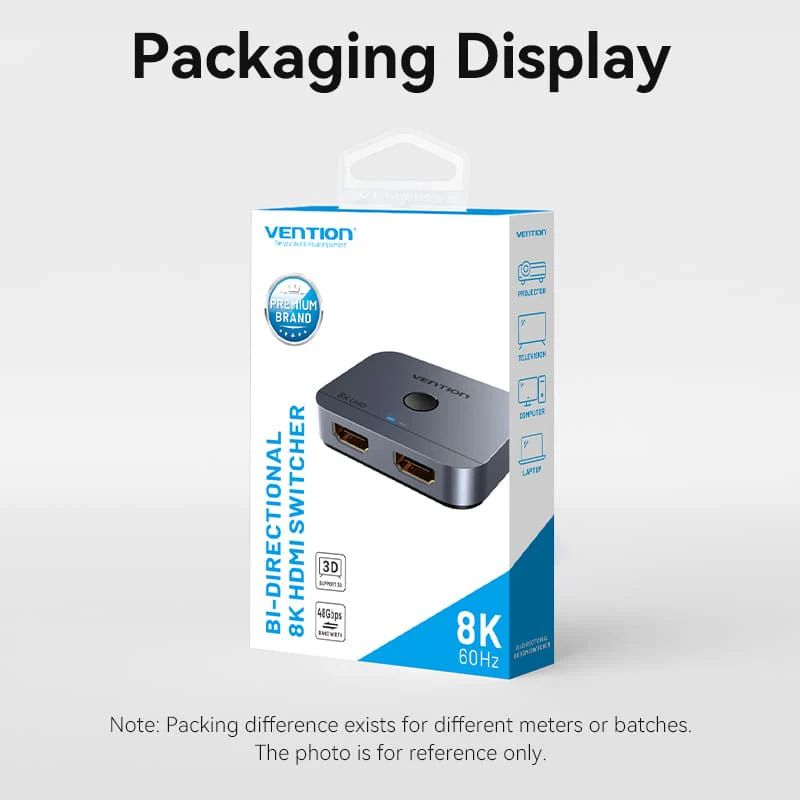 Vention 2-Port Bi-Directional 8K HDMI Switcher Grey
