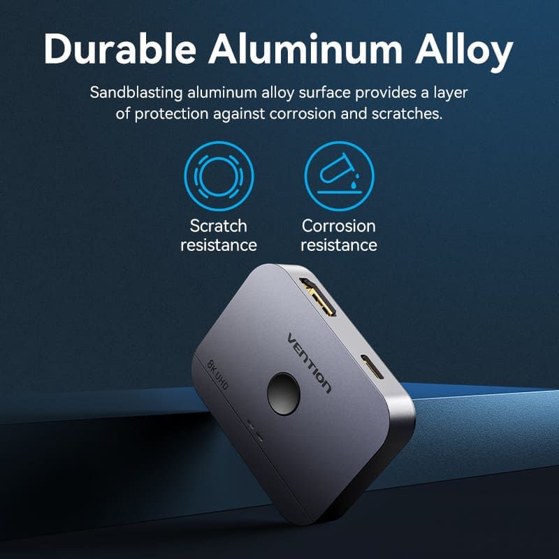 Vention 2-Port Bi-Directional 8K HDMI Switcher Grey