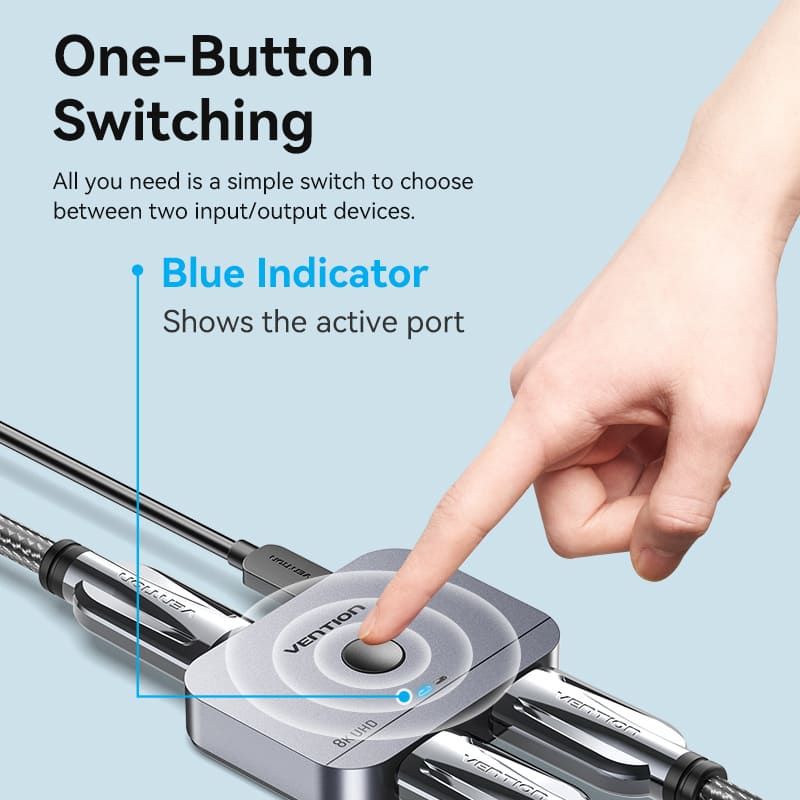 Vention 2-Port Bi-Directional 8K HDMI Switcher Grey