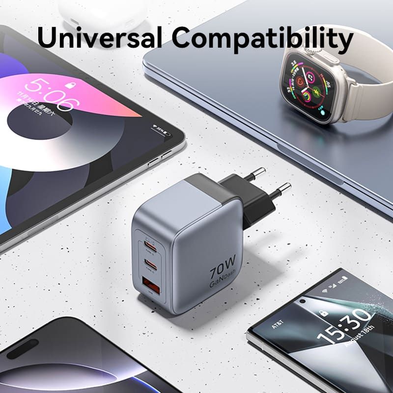 Vention 3-Port USB GaN Charger Grey