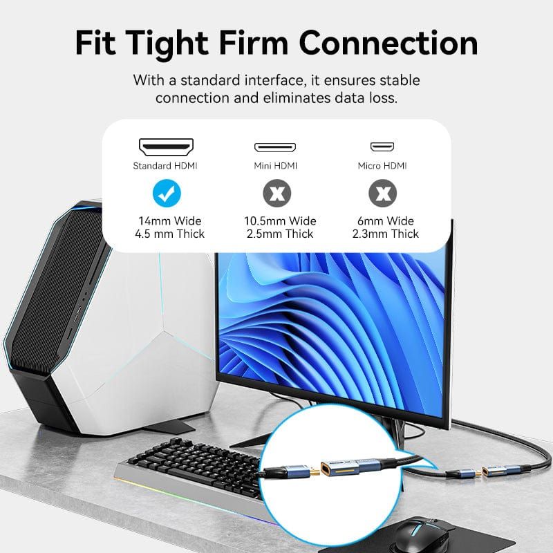 Vention HDMI-A Female to Female 8K Adapter Gray Aluminum Alloy Type