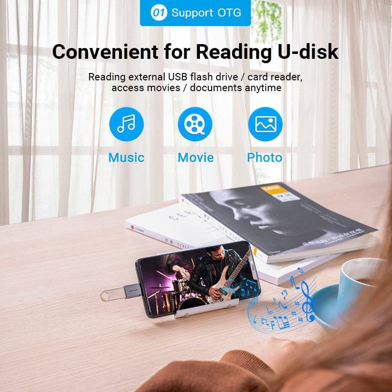 Vention USB-C Male to USB 3.0 Female OTG Adapter Gray