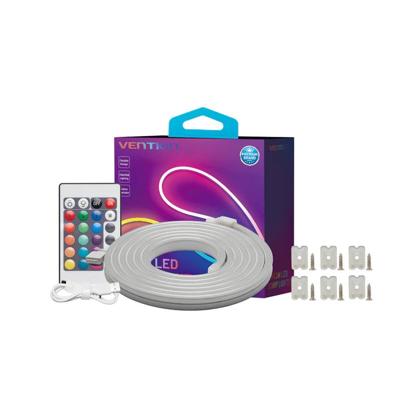 Vention Silicone Neon LED Strip Lights 5m with IR Remote and USB 5V Power Supply 