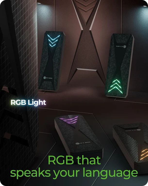 Raidsonic IcyBox IB-1805ML-CU31 M.2 NVMe SSD enclosure with USB 3.2 Gen 2 Type-C and RGB light