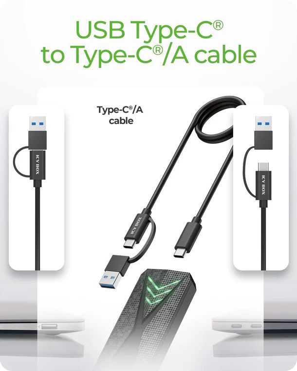 Raidsonic IcyBox IB-1805ML-CU31 M.2 NVMe SSD enclosure with USB 3.2 Gen 2 Type-C and RGB light