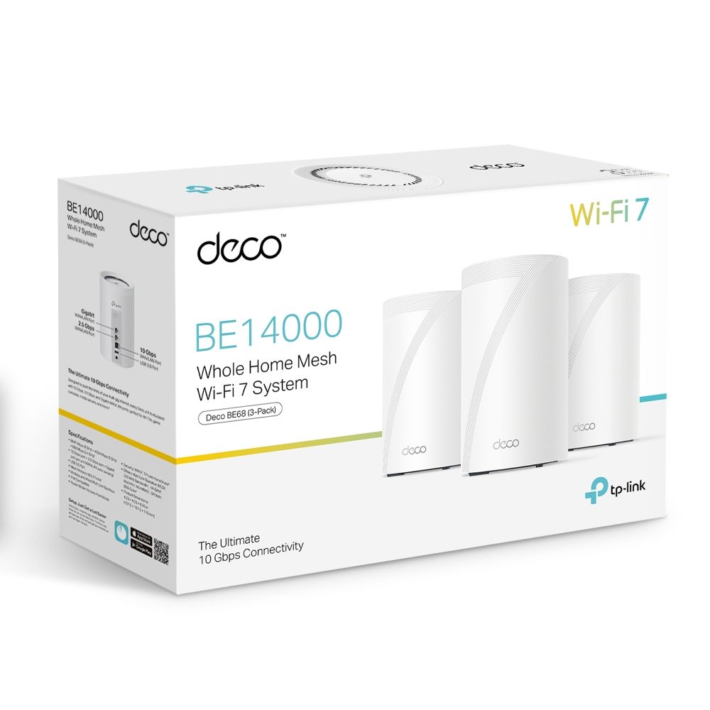TP-Link Deco BE68 Deco 7 Pro BE14000 Tri-Band Whole Home Mesh WiFi 7 System (3-pack)