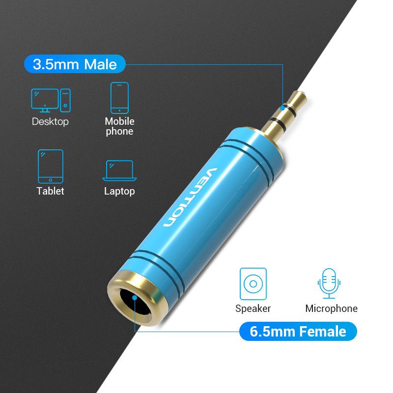 Vention 6,35mm Jack to 3,5mm Jack Adapter Blue