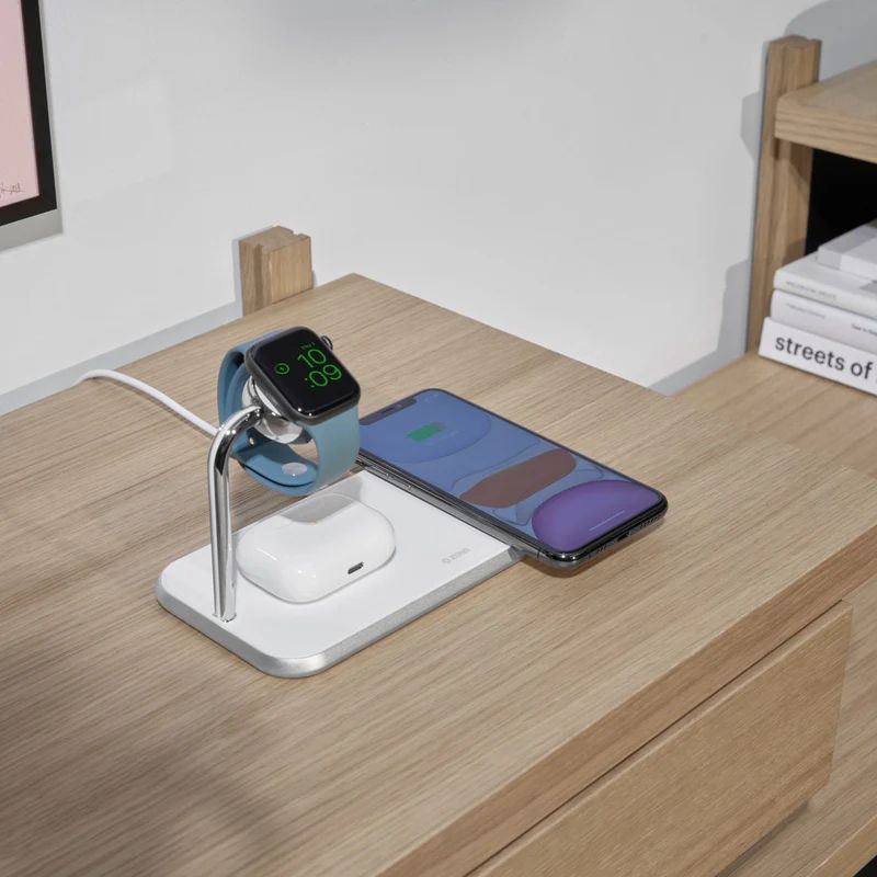 Zens Dual+Watch Aluminium Wireless Charger White