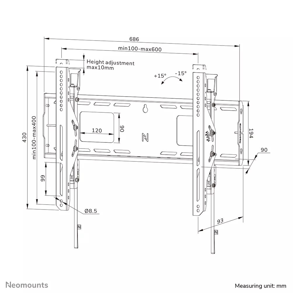 Neomounts WL35-750BL16 Heavy duty wall mount 42