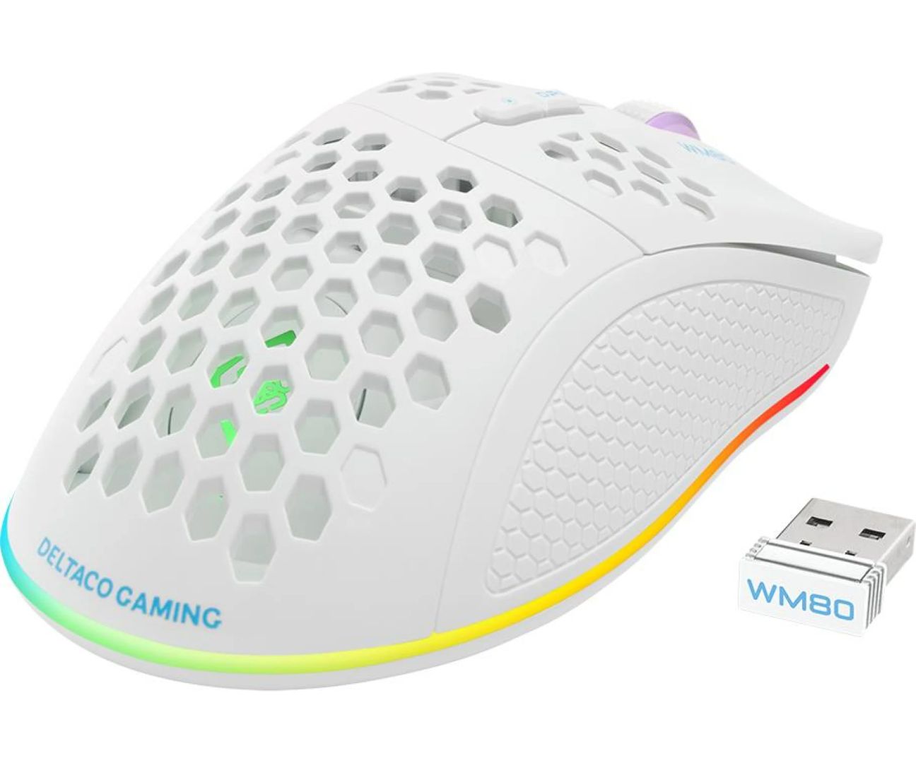 Deltaco GAM-120 WM80 Gaming Wireless Bluetooth Mouse White