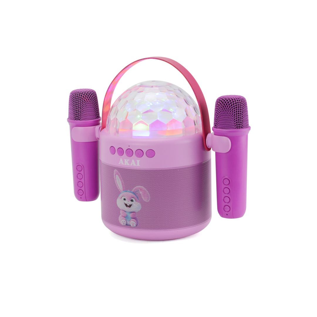 Akai JoyBox Kids 6W Karaoke Speaker with 2 Microphone Pink