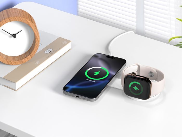 Conceptronic  GORGON04W 25W 2-in-1 Foldable Magnetic Qi2 25W Wireless Charger White
