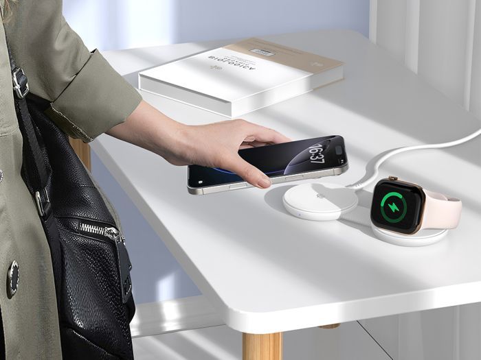 Conceptronic  GORGON04W 25W 2-in-1 Foldable Magnetic Qi2 25W Wireless Charger White